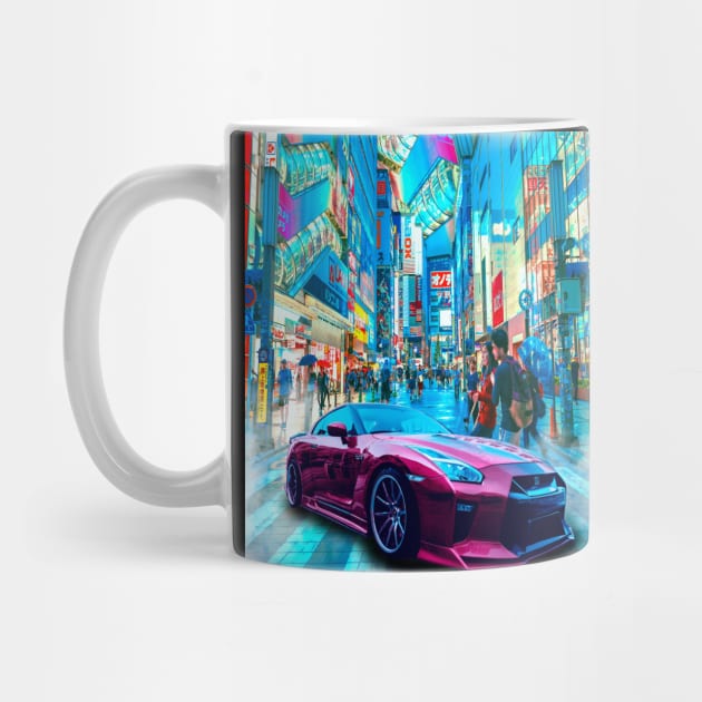 Car Tokyo Neon Synthwave by JeffDesign